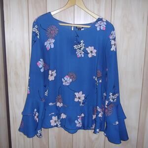 a.n.a A New Approach Floral Round Neck Long Sleeve Blouse XL